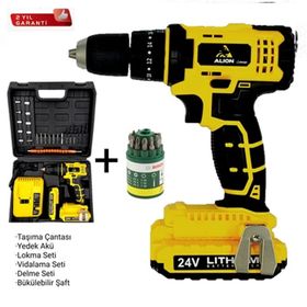 Alıon Energy Plus 24 V 5 Ah Darbeli Şarjlı Vidalama + Bosch Uç Seti