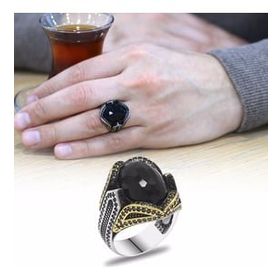 Alis Silver 925 Ayar Faset Kesim Siyah Zirkon Taşlı Pagan Tasarım Gümüş Erkek Yüzük