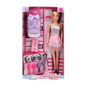 Alisha Barbie Gece Elbiseli ve Yedek Aksesuarlı Bebek Oyun Seti