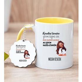 Alışıkın Değilsindir Tasarım Esprili Sarı Kişiye Özel Kupa Bardak