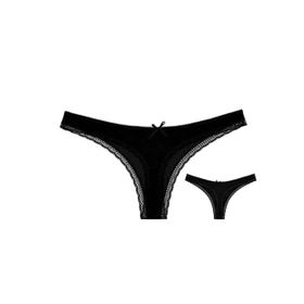 Alışveriş Meydanı 9312 Siyah Dantelli Likralı Viskon Tanga (G-String) Kadın Külot