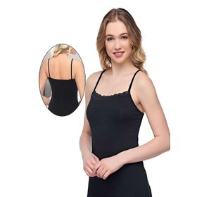 Alışveriş Meydanı Kadın Siyah İnce Askılı Dantelli Likralı Atlet