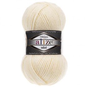 Alize 001 Açık Krem Superlana Midi El Örgü İpi