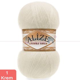 Alize 01 Krem 5'li Angora Gold El Örgü İpi