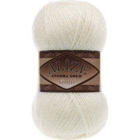 Alize 01 Krem 5'li Angora Gold Simli El Örgü İpi