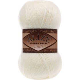 Alize 01 Krem 5'li Angora Gold Simli El Örgü İpi