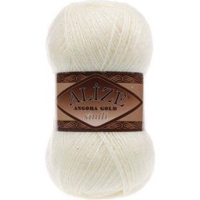 Alize 01 Krem 5'li Angora Gold Simli El Örgü İpi
