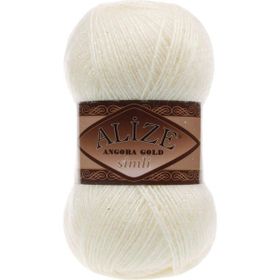 Alize 01 Krem 5'li Angora Gold Simli El Örgü İpi