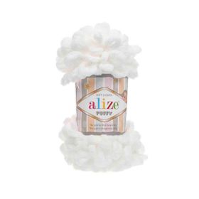 Alize 055 Beyaz Puffy El Örgü İpi