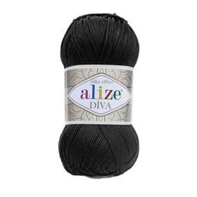 Alize 060 Siyah Diva El Örgü İpi