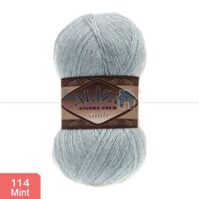 Alize 114 mint 5'li Angora Gold Simli El Örgü İpi (5 Li Paket)
