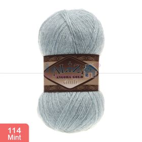 Alize 114 mint 5'li Angora Gold Simli El Örgü İpi (5 Li Paket)