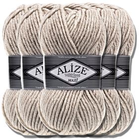 Alize 152 Bej Melanj 5'li Süperlana Klasik El Örgü İpi