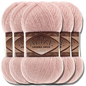 Alize 161 pudra 5'li Angora Gold Simli El Örgü İpi