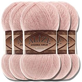Alize 161 pudra 5'li Angora Gold Simli El Örgü İpi