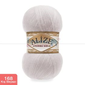 Alize 168 kış Beyazı 5'li Angora Gold Simli El Örgü İpi