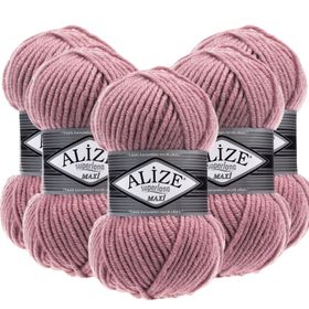 Alize 204 Koyu Pudra 5 Adet 100 gr Superlana Maxi El Örgü İpi