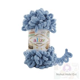 Alize 280 Puffy Orta Mavi 100 gr Örgü İpi