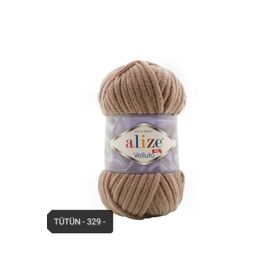 Alize 329 Tütün Velluto 100 gr El Örgü İpi