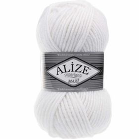 Alize 55 Beyaz Superlana Maxi 100 gr Örgü İpi