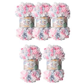 Alize 5945 5'li Bebe Mavi 100 gr Puffy Fine Color El Örgü İpi