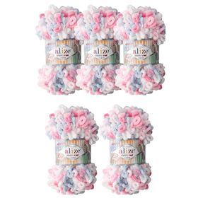 Alize 5945 5'li Bebe Mavi 100 gr Puffy Fine Color El Örgü İpi