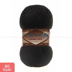 Alize 60 siyah 5'li Angora Gold Simli El Örgü İpi