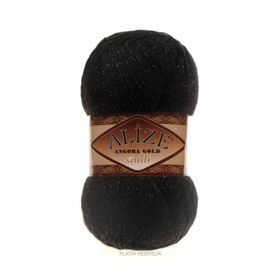 Alize 60 siyah 5'li Angora Gold Simli El Örgü İpi