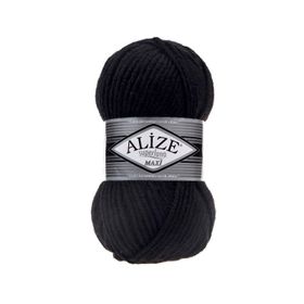 Alize 60 siyah 5'li Süperlana Maxi El Örgü İpi (