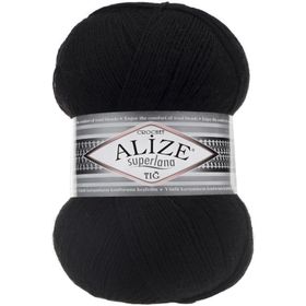 Alize 60 Superlana Tığ Siyah 100 gr Örgü İpi
