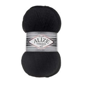 Alize 60 Superlana Tığ Siyah 100 gr Örgü İpi