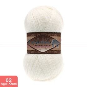 Alize 62 Açık Krem 5'li Angora Gold Simli El Örgü İpi
