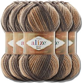 Alize 7800 5 Adet Ebruli Süperlana Maxi Batik El Örgü İpi