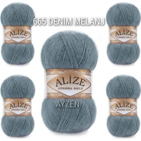 Alize Angora Gold 221 Denim Melanj 5 Adet El Örgü İpi
