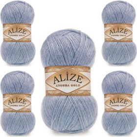 Alize Angora Gold 221 Denim Melanj 5 Adet El Örgü İpi