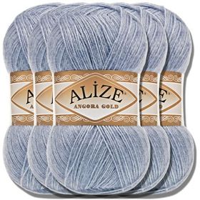 Alize Angora Gold 221 Denim Melanj 5 Adet El Örgü İpi