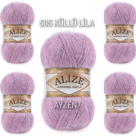 Alize Angora Gold 505 Küllü Lila 5 Adet 100 gr Örgü İpi