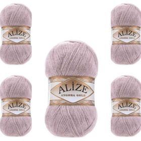 Alize Angora Gold Simli 163 5 Adet Gül Grisi Örgü İpi