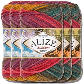 Alize Burcum Batik 3368 Krem 01 5 Adet El Örgü İpi