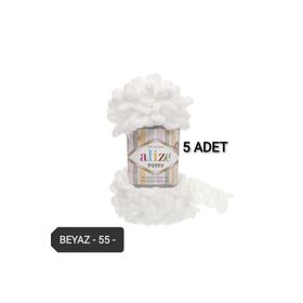 Alize Puffy 55 5 Adet Beyaz El Örgü İpi