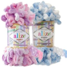 Alize Puffy Color 100 gr Ebruli Kadife El Örgü İpi İpliği Yünü