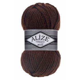 Alize Süperlana Maxi 26 Kahverengi Yünlü İplik