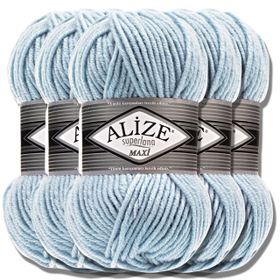 Alize Superlana Maxi 480 Lıght Blue Açık Mavi Yünlü İplik