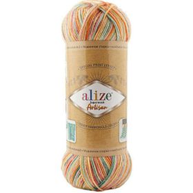 Alize Superwash Artisan 9012 Renkli Örgü İpi