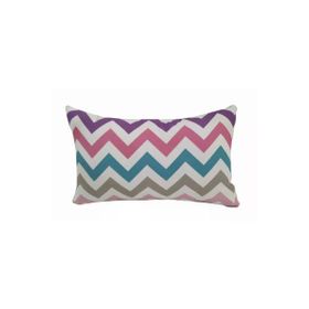 Alkan Homes 43 x 43 cm Beyaz Kırlent Dünyası Dikdörtgen Zigzag Desen Dijital Baskılı Kırlent Kılıfı