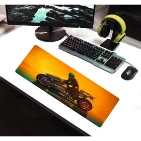 Alkese Cyber Moto Desenli Dikişli Kaydırmaz Tabanlı Oyuncu Mouse Pad
