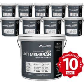 Alkoru Bitüm 1K Likit Membran Kauçuk ve Elyaf Katkılı 10x13 kg Sıvı Su Yalıtım Malzemesi