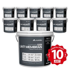 Alkoru Bitüm 1K Likit Membran Kauçuk ve Elyaf Katkılı 10x13 kg Sıvı Su Yalıtım Malzemesi