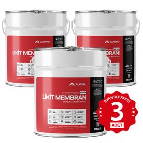 Alkoru Süper Likit Membran Kauçuk ve Elyaf Katkılı 3x15 kg Sıvı Su Yalıtım Malzemesi