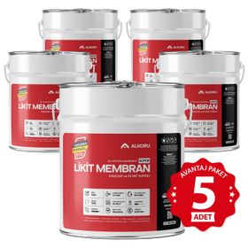Alkoru Süper Likit Membran Kauçuk ve Elyaf Katkılı 5x15 kg Sıvı Su Yalıtım Malzemesi